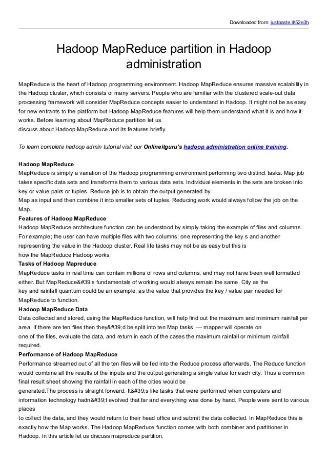 Hadoop map reduce partition in hadoop administration
