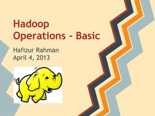 Hadoop
Operations - Basic
Hafizur Rahman
April 4, 2013
 