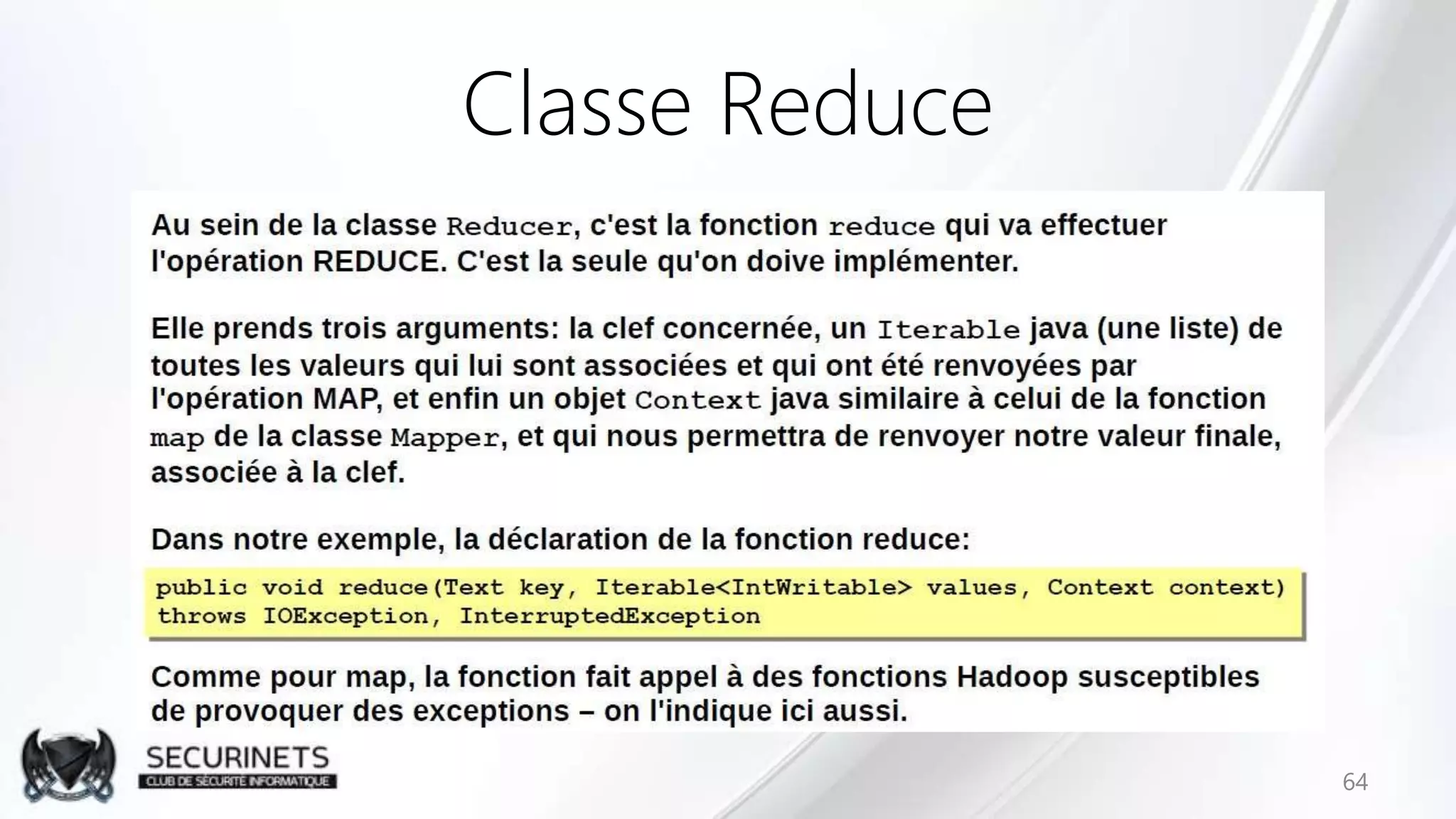 Classe Reduce
64
 