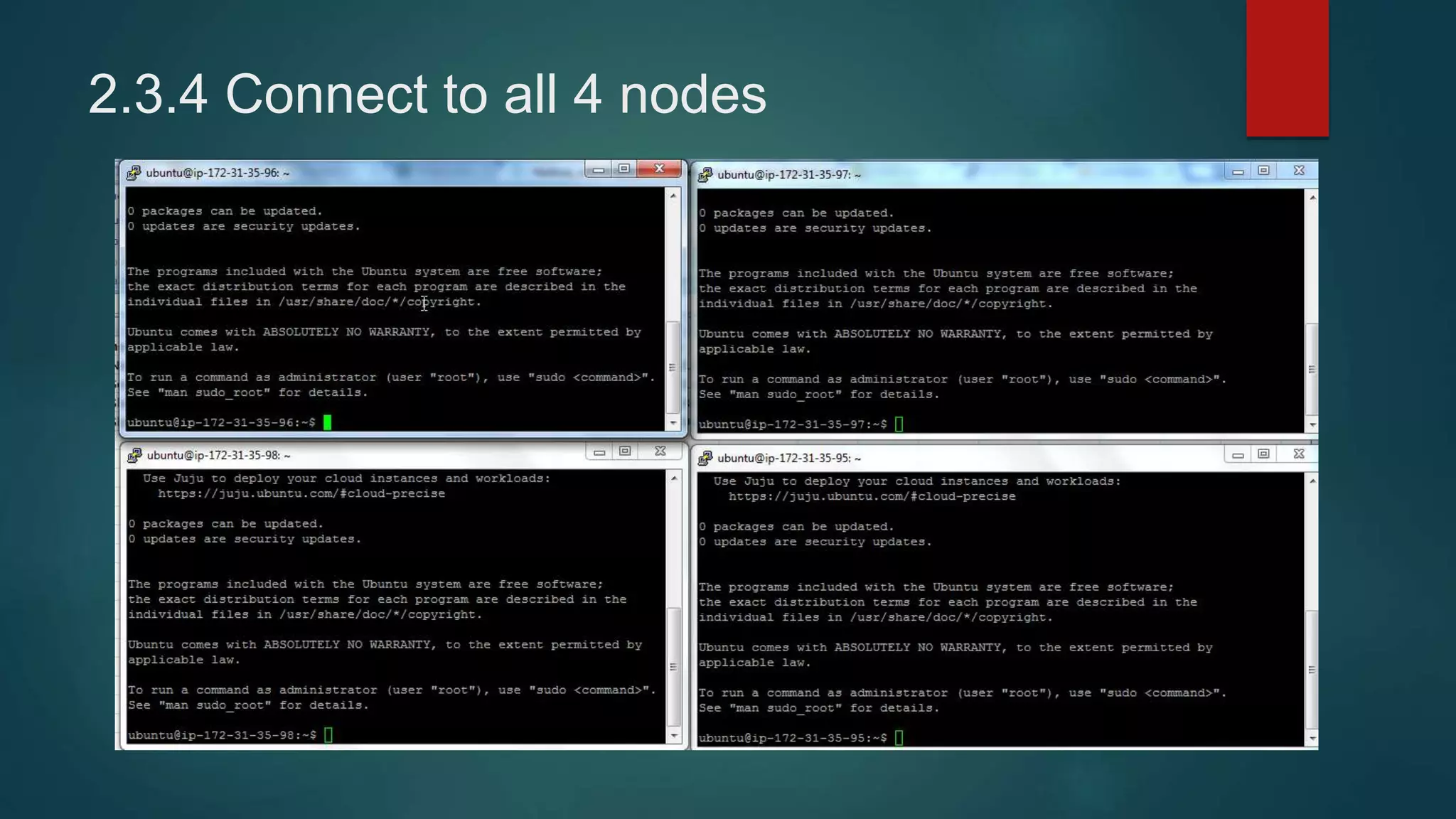 2.3.4 Connect to all 4 nodes
 