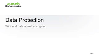 Page44 © Hortonworks Inc. 2011 – 2014. All Rights Reserved
Data Protection
Wire and data at rest encryption
Page 44
 