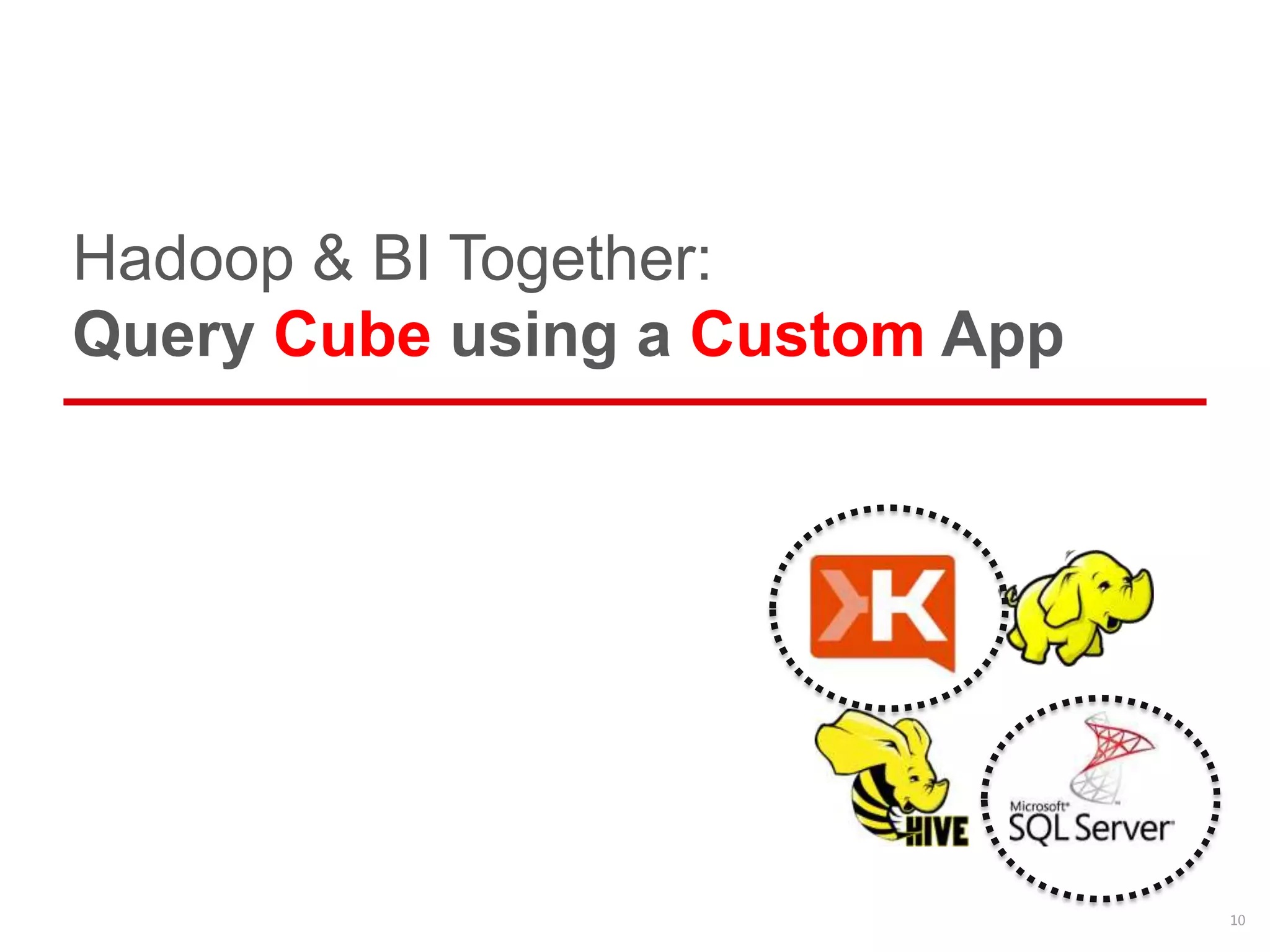 Hadoop & BI Together:
Query Cube using a Custom App




                                10
 