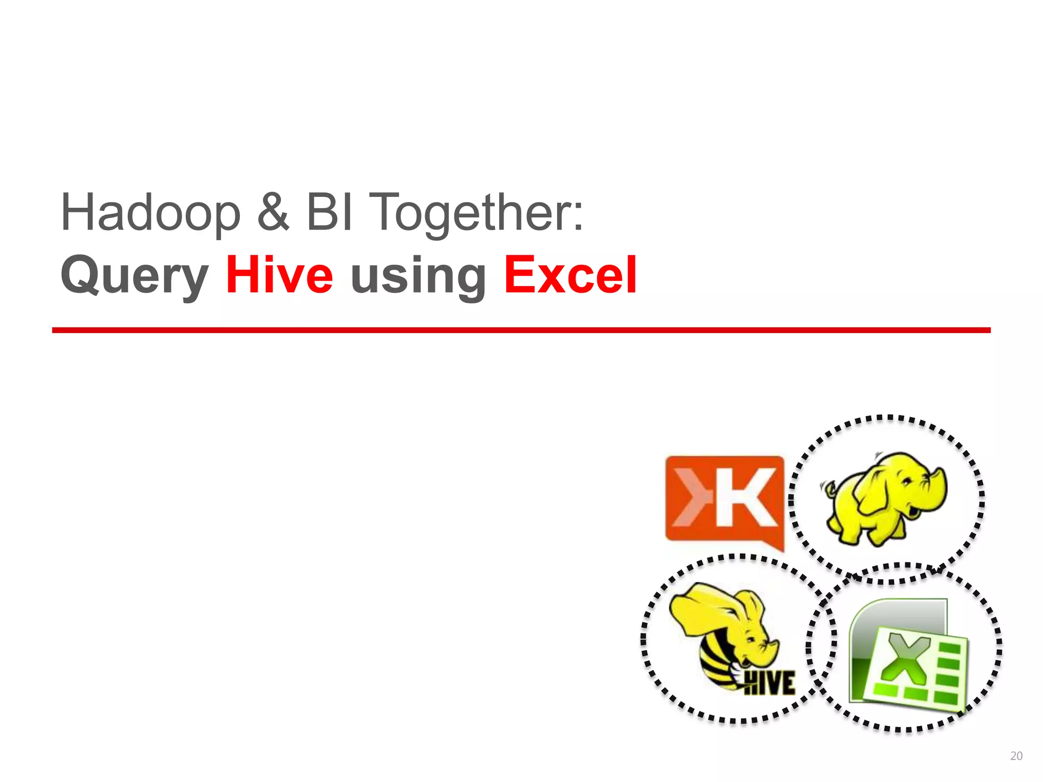 Hadoop & BI Together:
Query Hive using Excel




                         20
 