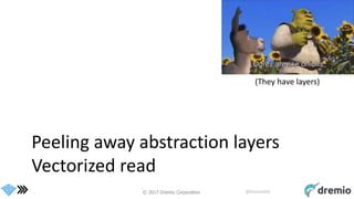 © 2017 Dremio Corporation @DremioHQ
Peeling away abstraction layers
Vectorized read
(They have layers)
 