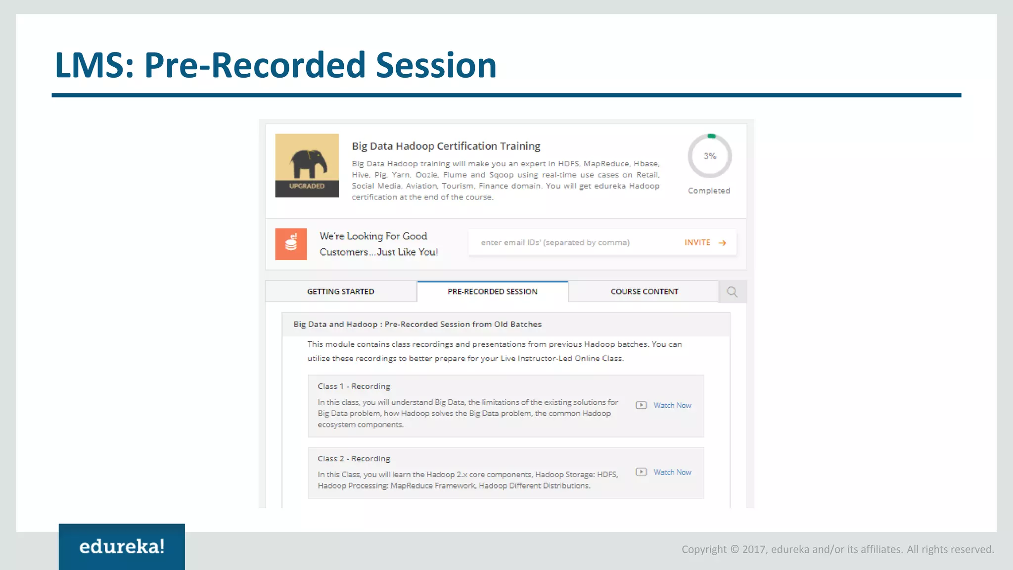Copyright © 2017, edureka and/or its affiliates. All rights reserved. LMS: Pre-Recorded Session 