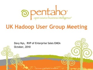 UK Hadoop User Group Meeting  Davy Nys,  RVP of Enterprise Sales EMEA October, 2010 © 2010, Pentaho. All Rights Reserved. www.pentaho.com.  