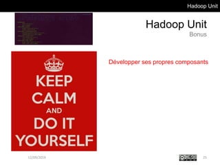 Hadoop Unit
Hadoop Unit
Bonus
12/09/2019 25
Développer ses propres composants
 