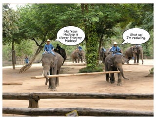 Ha! Your
   Hadoop is       Shut up!
slower than my   I’m reducing.
    Hadoop!
 