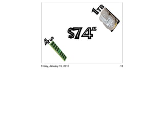 b
                           1t
                      $74
                           .85



       b
     g
4

Friday, January 15, 2010             13
 