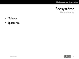 Hadoop et son écosystème
Ecosystème
Machine Learning
52
• Mahout
• Spark ML
09/10/2015
 