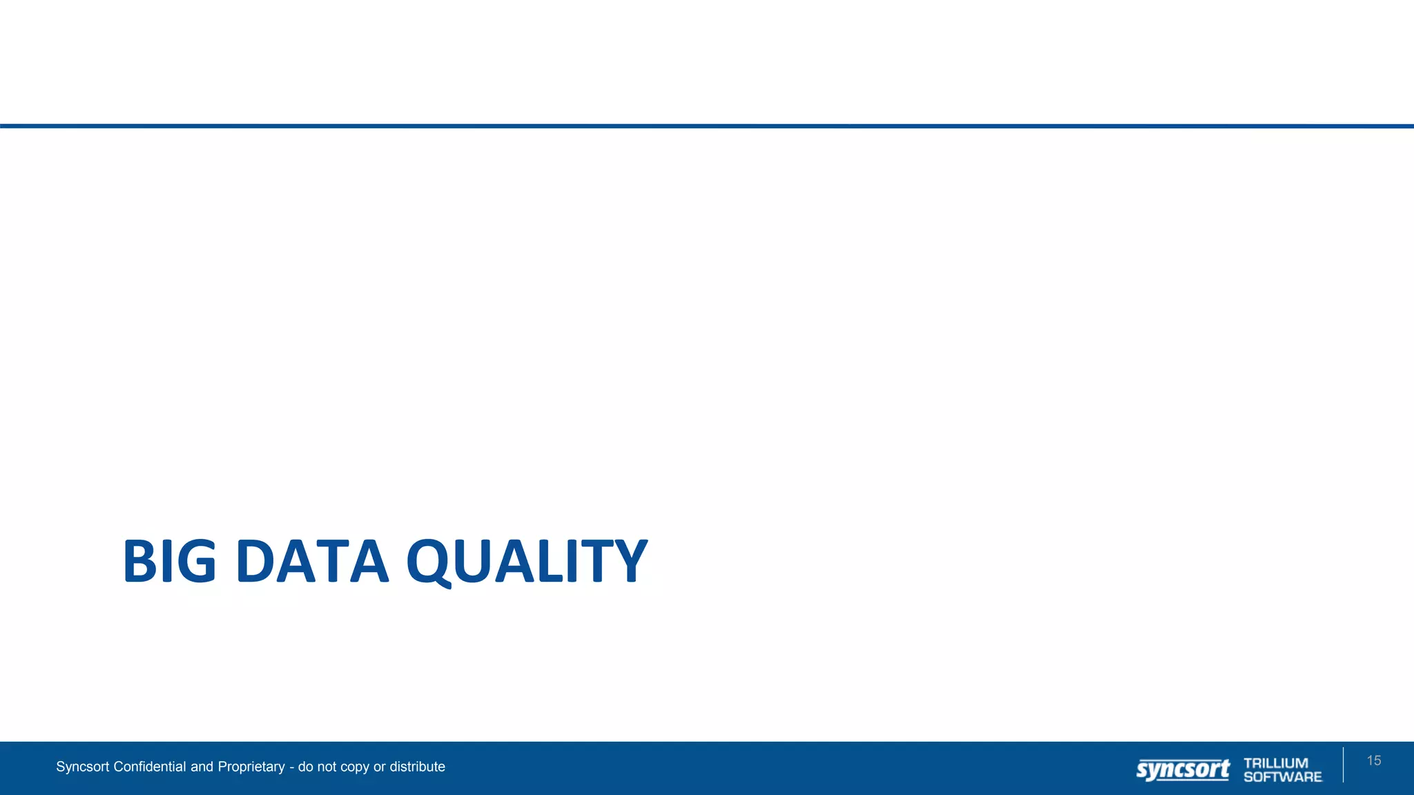 BIG DATA QUALITY
15Syncsort Confidential and Proprietary - do not copy or distribute
 