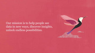Our mission is to help people see
data in new ways, discover insights,
unlock endless possibilities.
 
