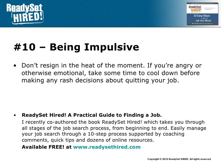 top 10 mistakes 9 resigning your job resign from your job