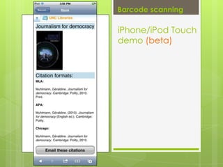 Barcode scanningiPhone/iPod Touch demo (beta)