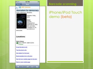 Barcode scanningiPhone/iPod Touch demo (beta)