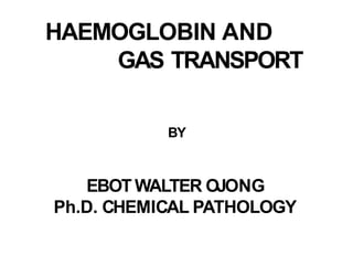 BY
EBOT WALTER OJONG
Ph.D. CHEMICAL PATHOLOGY
HAEMOGLOBIN AND
GAS TRANSPORT
 
