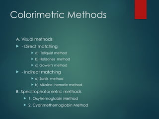 Comprehensive Overview of Haemoglobinometry Methods and Applications in ...