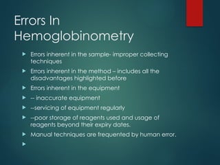 Comprehensive Overview of Haemoglobinometry Methods and Applications in ...