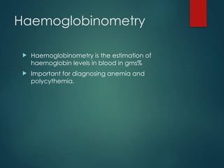 Comprehensive Overview of Haemoglobinometry Methods and Applications in ...