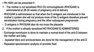 Fmh Test Rhogam Haemolytic disease of the new born | PPTX