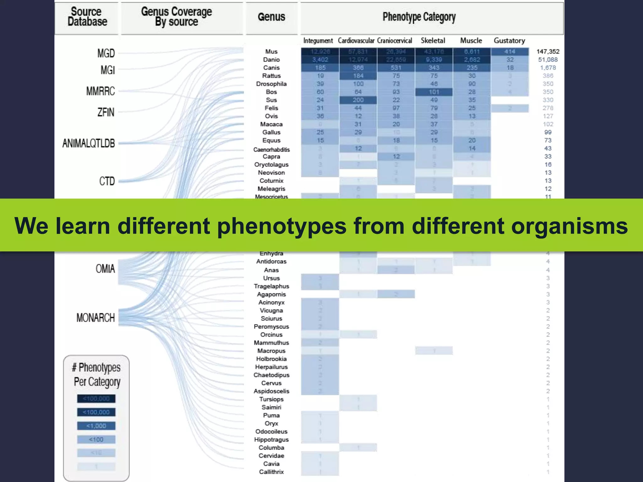 We learn different phenotypes from different organisms
 