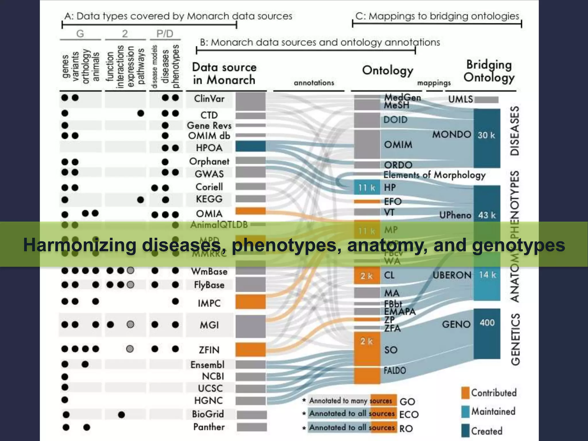 Harmonizing diseases, phenotypes, anatomy, and genotypes
 