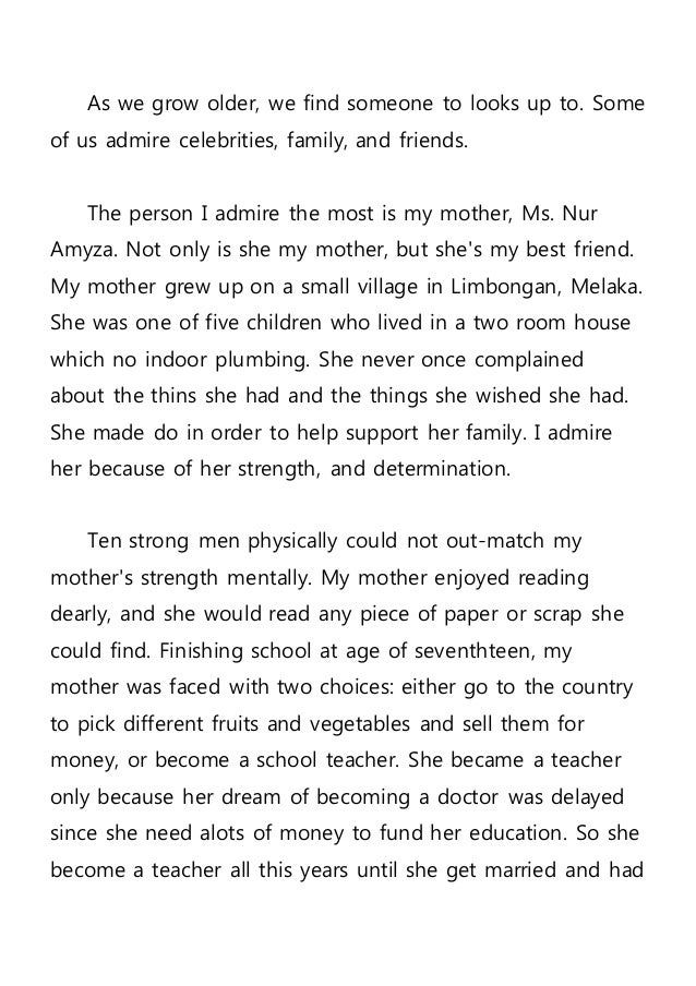 the person i admire the most is my mother essay