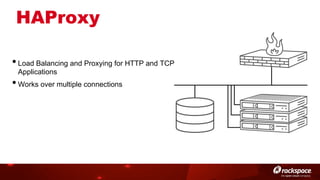 HAProxy
• Load Balancing and Proxying for HTTP and TCP
Applications

• Works over multiple connections

 