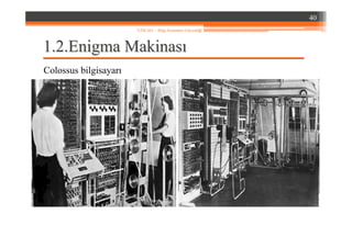 1.1.22..EnigmaEnigma MakinasMakinasıı
Colossus bilgisayarı
40
YZM 441 – Bilgi Sistemleri Güvenliği
 