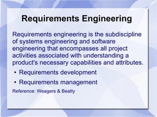Project Development Requirements Requirements Analysis | ODP