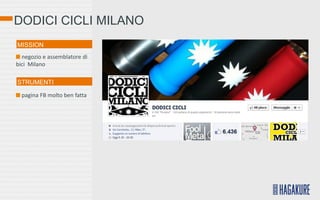 DODICI CICLI MILANO
MISSION
  negozio e assemblatore di
bici Milano

STRUMENTI

  pagina FB molto ben fatta
 