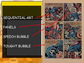 SEQUENTIAL ART

PANELS

SPEECH BUBBLE

TOUGHT BUBBLE
 