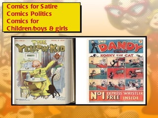C omics for S atire
C omics Politics
C omics for
C hildren/boys & girls
 