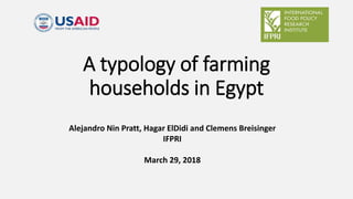 A typology of farming
households in Egypt
Alejandro Nin Pratt, Hagar ElDidi and Clemens Breisinger
IFPRI
March 29, 2018
 