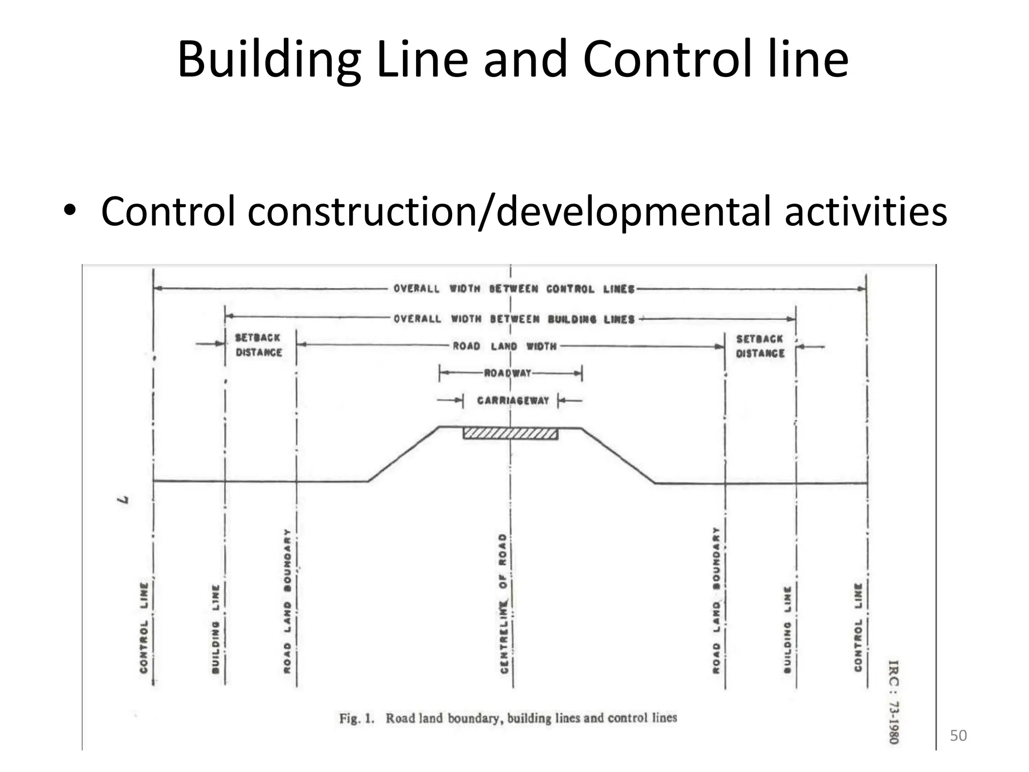 Building Line and Control line
• Control construction/developmental activities
50
 
