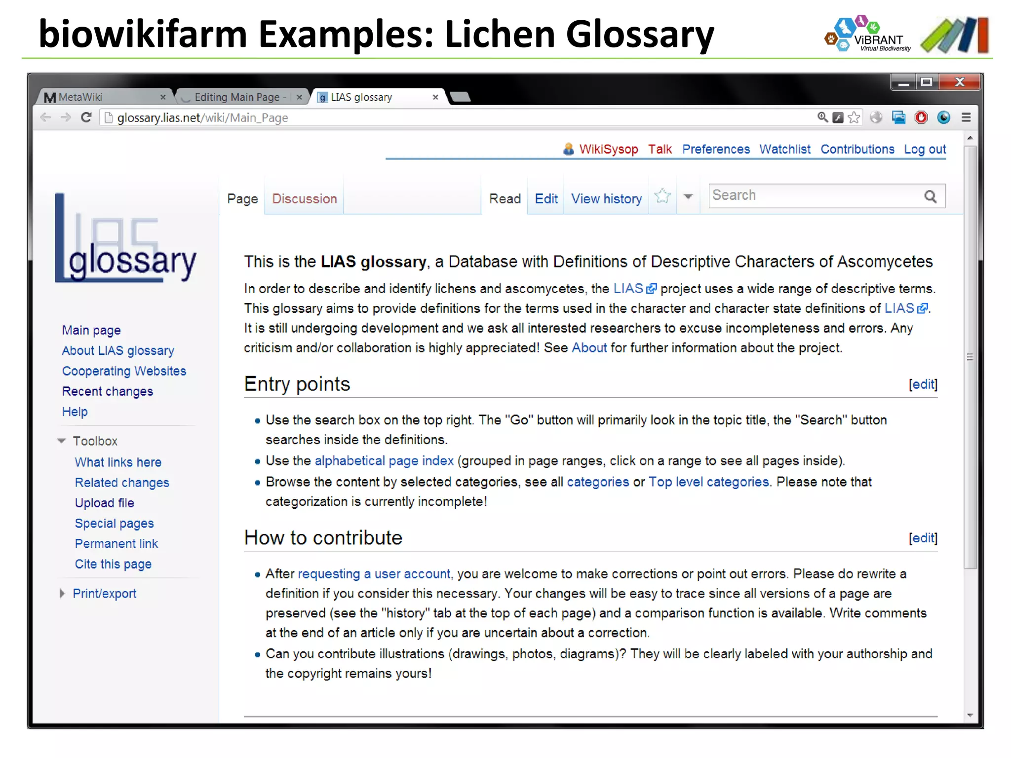 biowikifarm Examples: Lichen Glossary
 