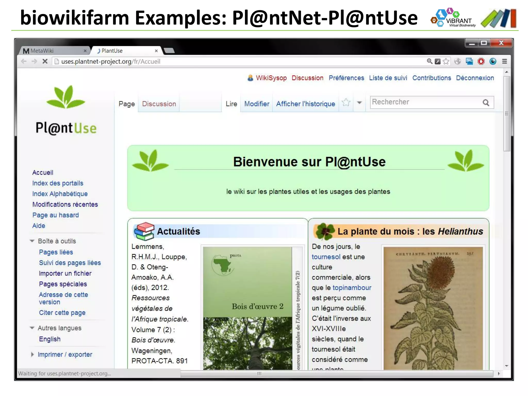 biowikifarm Examples: Pl@ntNet-Pl@ntUse
 