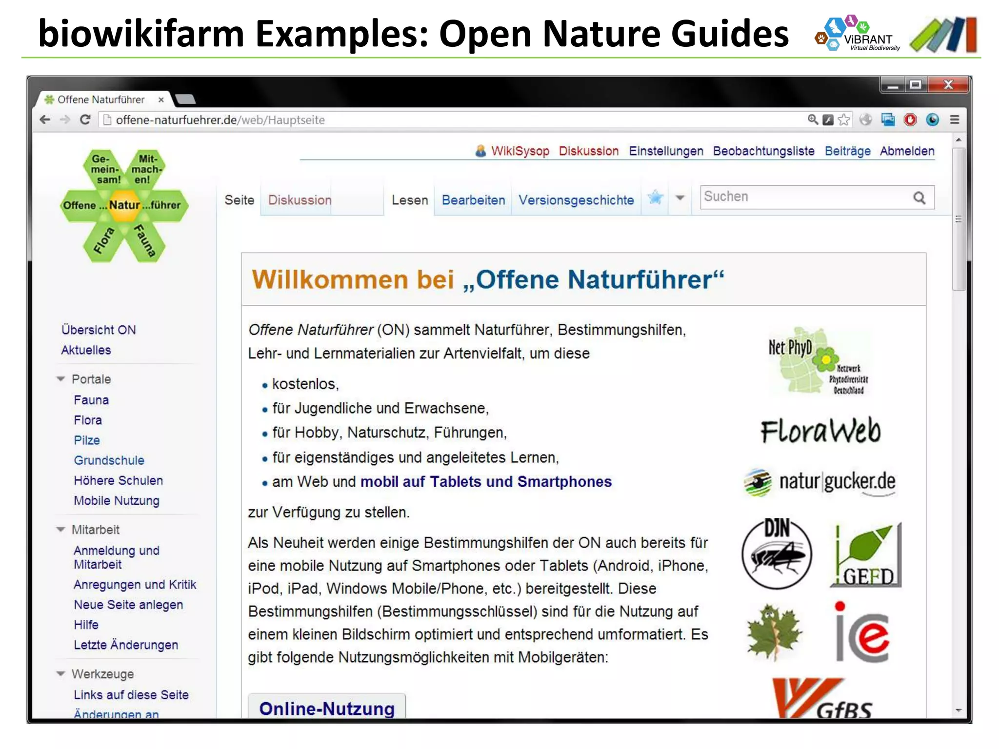 biowikifarm Examples: Open Nature Guides
 