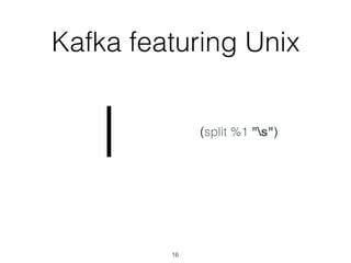 Kafka featuring Unix
(split %1 "s")
16
 