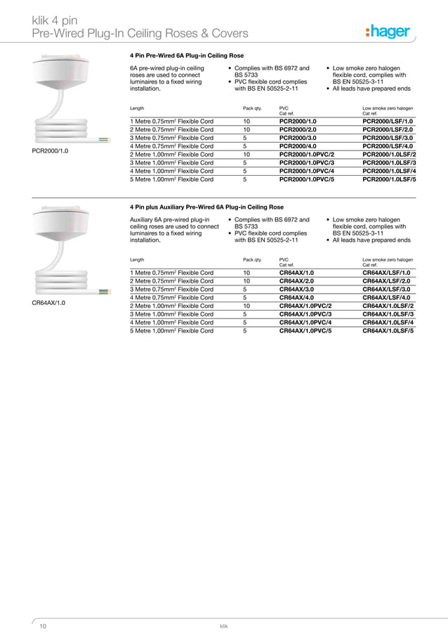 Hager Klik Lighting Connection & Control Catalogue