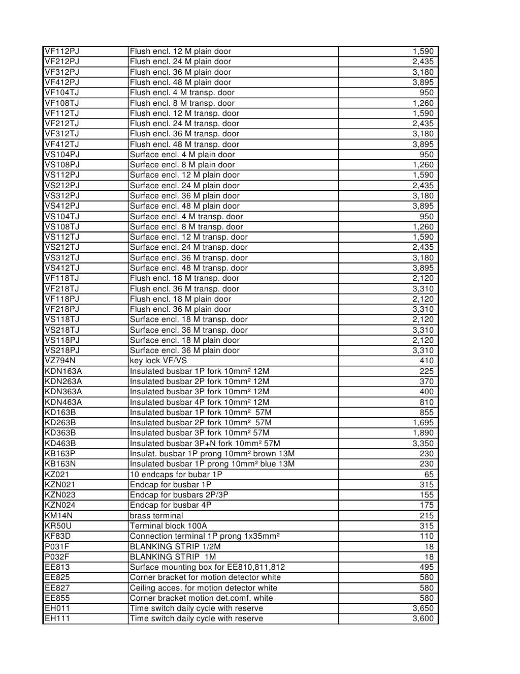 Hager mcb price 01 052012