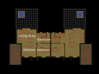 Living Area
              Bathroom


   Kitchen Bedroom
 