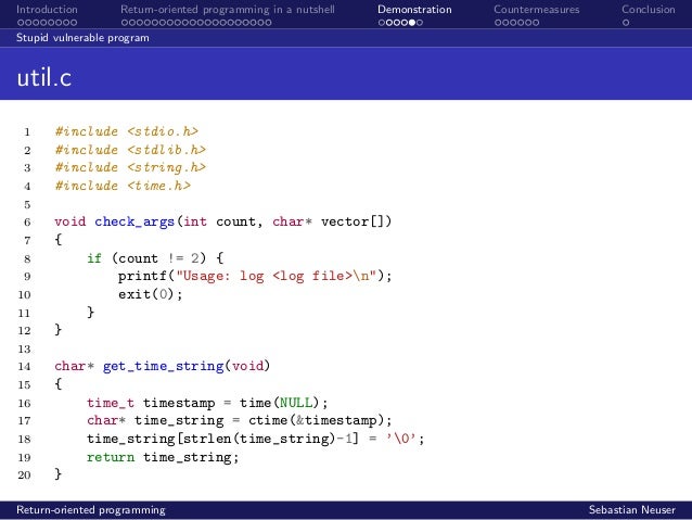 Return oriented programming
