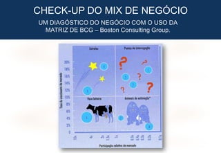 29
CHECK-UP DO MIX DE NEGÓCIO
UM DIAGÓSTICO DO NEGÓCIO COM O USO DA
MATRIZ DE BCG – Boston Consulting Group.
 