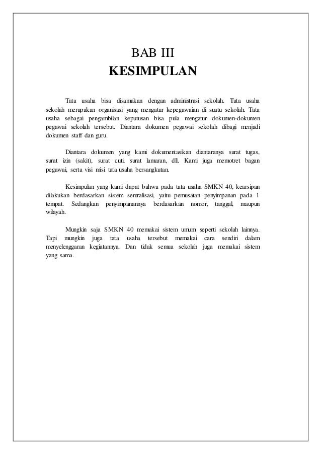 Hasil Observasi Tata Usaha Smk Negeri 40 Jakarta