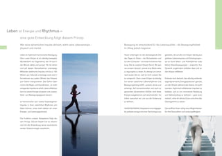 Leben ist Energie und Rhythmus –
           eine gute Entwicklung folgt diesem Prinzip

           Wer seine dynamischen Impulse aktiviert, stärkt seine Lebensenergie –   Bewegung ist entscheidend für die Lebensqualität – die Bewegungsfreiheit
4          physisch und mental.                                                    im Alltag jedoch begrenzt                                                                           5


           Leben ist rhythmisch-harmonische Bewegung.                              Heute verbringen wir die überwiegende Zeit        gestattet, die auf alle vom Körper ständig aus-
           Denn unser Körper ist ein ständig bewegtes                              des Tages im Sitzen – bei Büroarbeiten und        gelösten Lebensimpulse und Schwingungen –
           Wunderwerk: ein Organismus, der 70 mal in                               vor dem Computer – mit meist monotoner Hal-       sei es durch Atem- und Pulsrhythmen oder
           der Minute taktet und pumpt, 18 mal atmet                               tung. Das ist unserem Körper fremd. Wir spü-      kleine Körperbewegungen – anspricht, ihre
           und auf dessen Nervenbahnen unentwegt                                   ren es beim Versuch, einmal eine Weile nahe-      Dynamik ungehindert entfalten lässt und an
           Milliarden elektrische Impulse mit bis zu 120                           zu regungslos zu sitzen. Es strengt uns schon     den Körper reﬂektiert.
           Metern pro Sekunde unterwegs sind und In-                               nach kurzer Zeit an, weil es nicht unserer Na-
           formationen aus jedem Winkel des Körpers                                tur entspricht. Denn unser Körper ist ständig     Erstmals wird dadurch das ständig wirkende
           zum Gehirn transportieren. Das Gehirn über-                             von seinen natürlichen Lebensrhythmen und         eigendynamische Energiepotenzial genutzt,
           nimmt die Regie und Koordination. Je mehr                               Bewegungsdrang erfüllt – pulsiert, atmet und      um den Körper während des Sitzens mit wohl-
           anregende Impulse es erhält, desto effektiver                           schwingt. Auf konventionellen und auch so         tuenden, rhythmisch reﬂektierten Impulsen zu
           kann es unsere Energie einsetzen und unseren                            genannten dynamischen Stühlen wird diese          beleben und so von monotoner Belastung
           Stütz- und Bewegungsapparat steuern.                                    Energie ausgebremst und verschwendet. Ins-        und Verkrampfung zu befreien – ganz auto-
                                                                                   tinktiv versuchen wir, uns aus der Erstarrung     matisch, ohne Ihr aktives Zutun und ohne das
           Je harmonischer sich unsere körpereigenen                               zu befreien.                                      Gleichgewicht zu stören.
           Impulse in ihren natürlichen Rhythmen ent-
           falten können, umso mehr stärken wir unser                              HAIDER BIOSWING Sitzsysteme sind dagegen          Das eröffnet Ihnen völlig neue Möglichkeiten
           Energie- und Leistungspotenzial.                                        als weltweit einzige mit einer Technologie aus-   für Ihre Gesundheit und Leistungsfähigkeit.


           Die Funktion unserer Sitzsysteme folgt die-
           sem Prinzip. Eduard Haider hat es erkannt
           und mit der Entwicklung seiner revolutionie-
           renden Sitztechnologie verwirklicht.
 