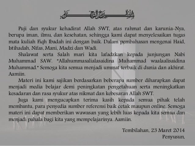 Haid Istihadah Nifas Mani Madzi Dan Wadi