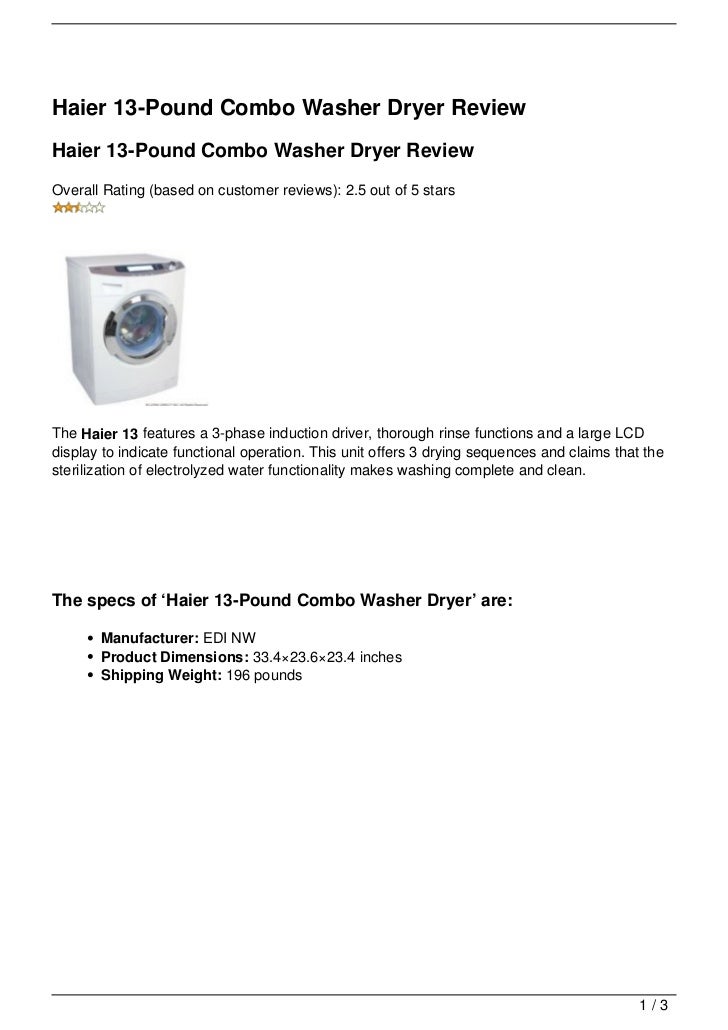 Haier 13Pound Combo Washer Dryer Review