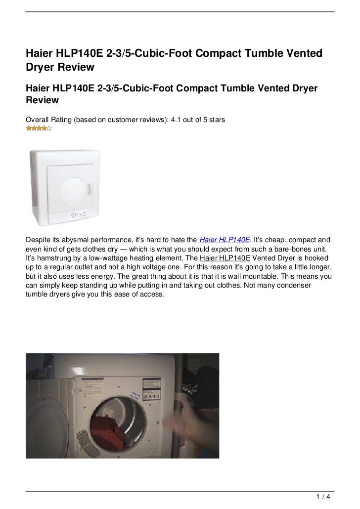 Haier HLP140E 23/5CubicFoot Compact Tumble Vented Dryer Review