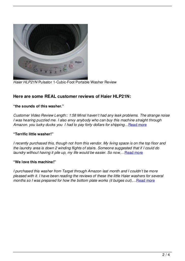 Haier HLP21N Pulsator 1CubicFoot Portable Washer Review